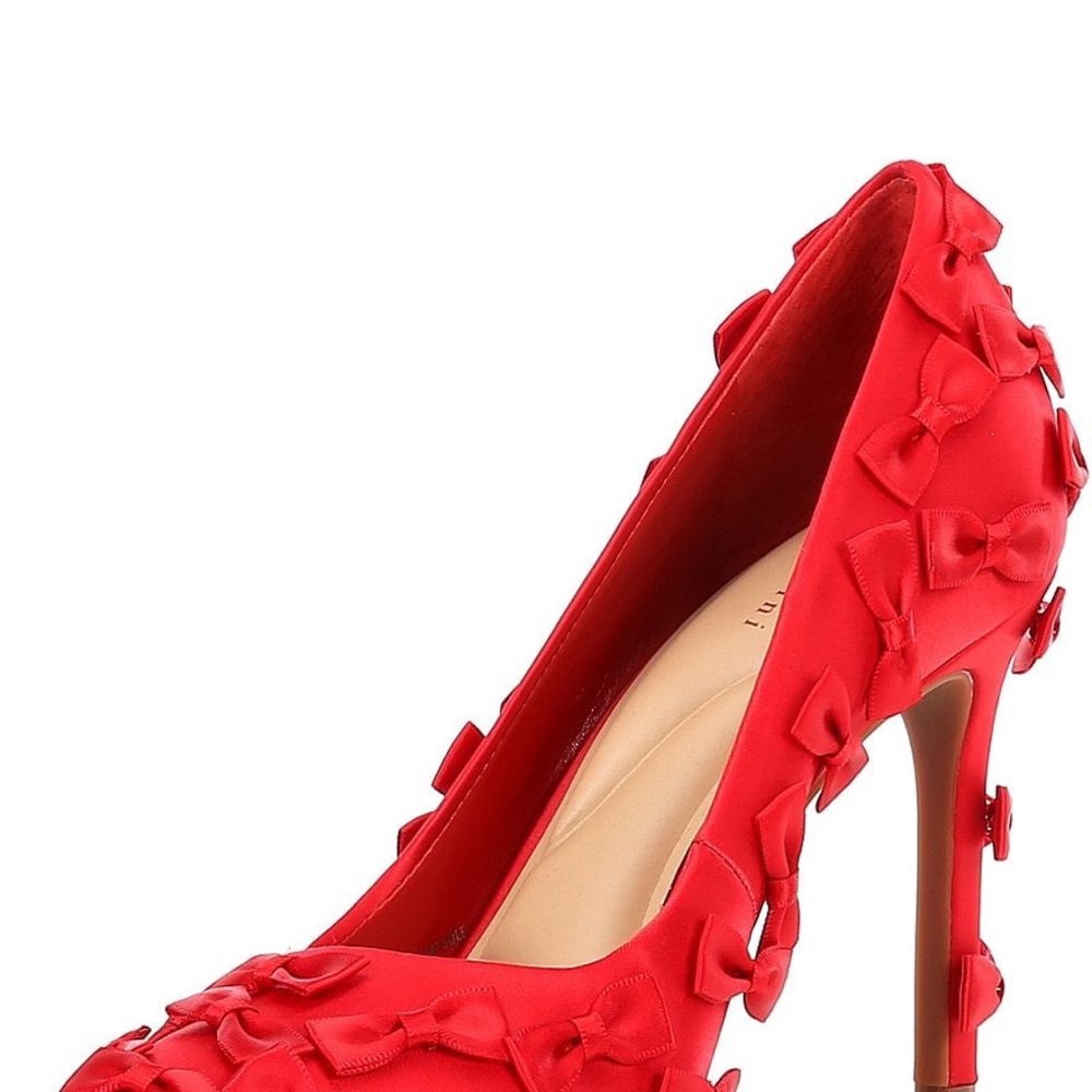 Gianni Bini Serena Satin Mini Bows Pointed Toe Pumps - Picture 3 of 7
